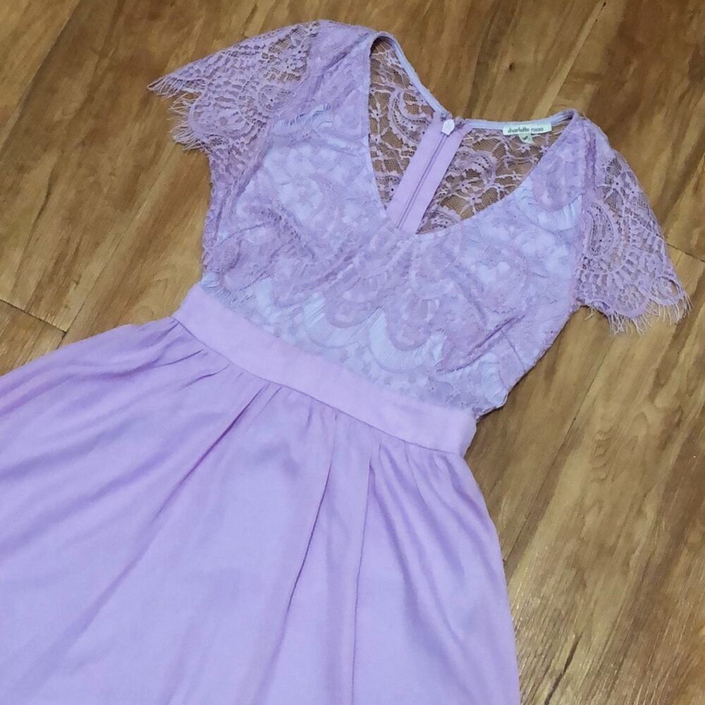 Charlotte Russe Light Purple Floral Lace Skater Dress Size Small
